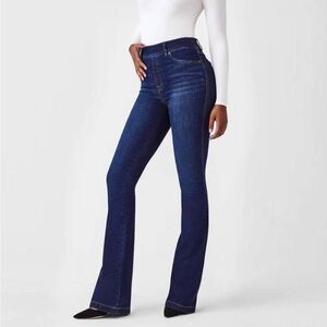 SPANX Dark Blue Flare Jeans - High-Rise Women's Large